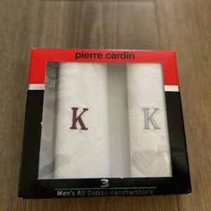 Pierre Cardin Men’s Handkerchiefs Monogrammed “K” Set of 2